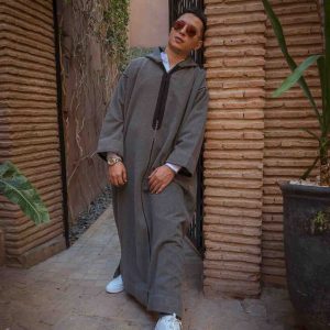 Jellaba grise en laine