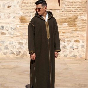 jellaba en laine couleur olive